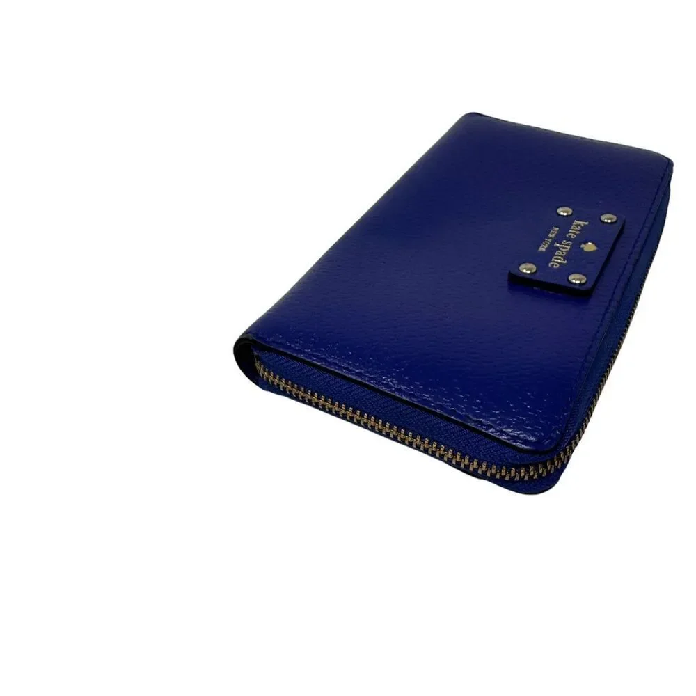 Kate Spade Neda WLRU1153 Continental Wallet Holiday Blue Leather Zip Womens